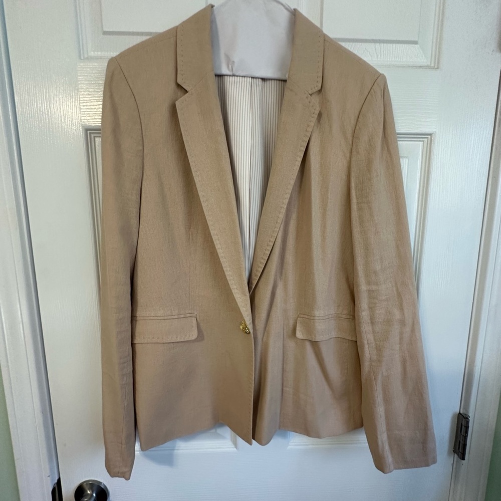 Harve Bénard Tan Linen Blazer